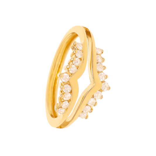 Anel em Ouro 19kl com Dupla Tiara de Diamantes (T17) - Loja do Ouro