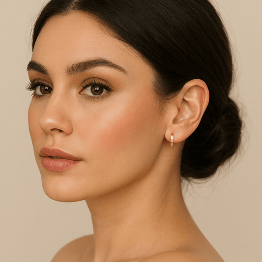 Argolas em Ouro 19.2kl com Zircónia no centro (1.3cm) - Loja do Ouro