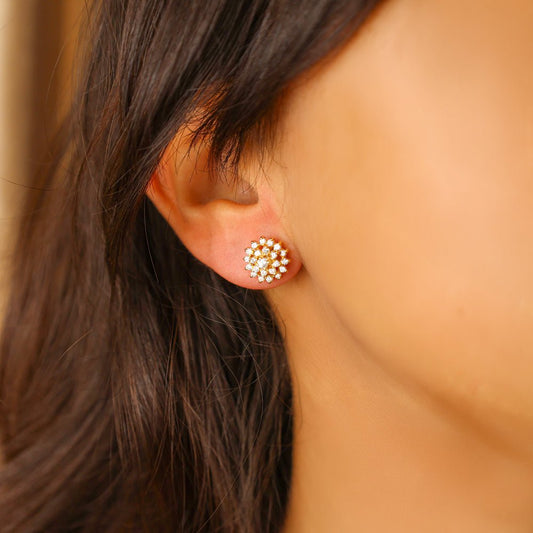 Brincos Chuveiro em Ouro 19kl com Zirconias - Loja do Ouro