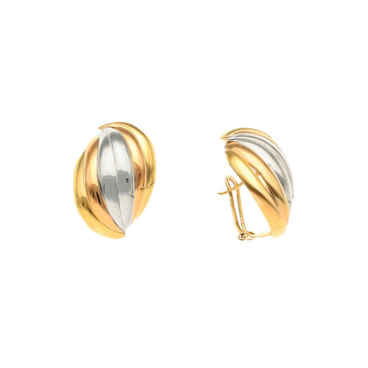 Brincos Meia Concha Tricolor em Ouro 19kl (2.2cm) - Loja do Ouro