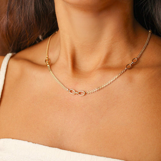 Fio Malha Batida em Ouro 19kl com Elos Ovais (45.5cm) - Loja do Ouro