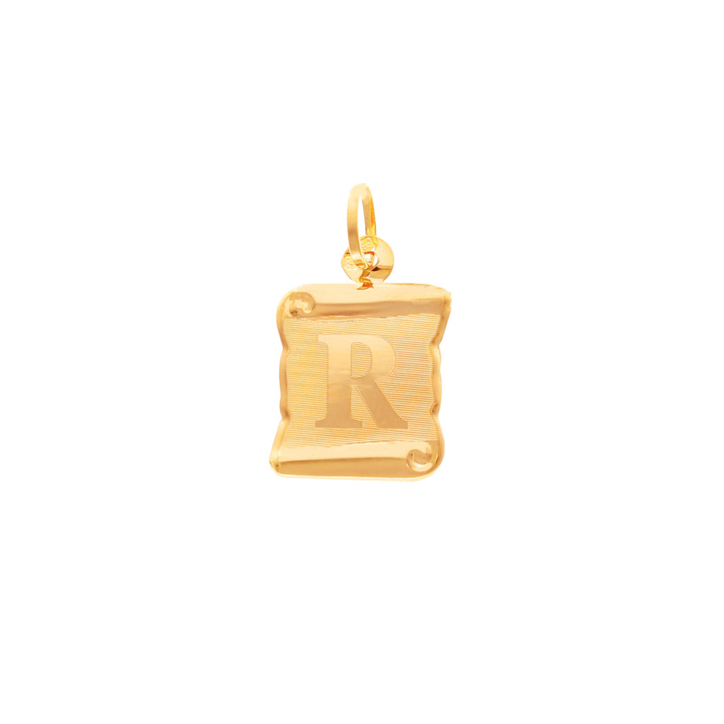 Medalha em Ouro 19kl Papiro com Letra R (1.5cm)