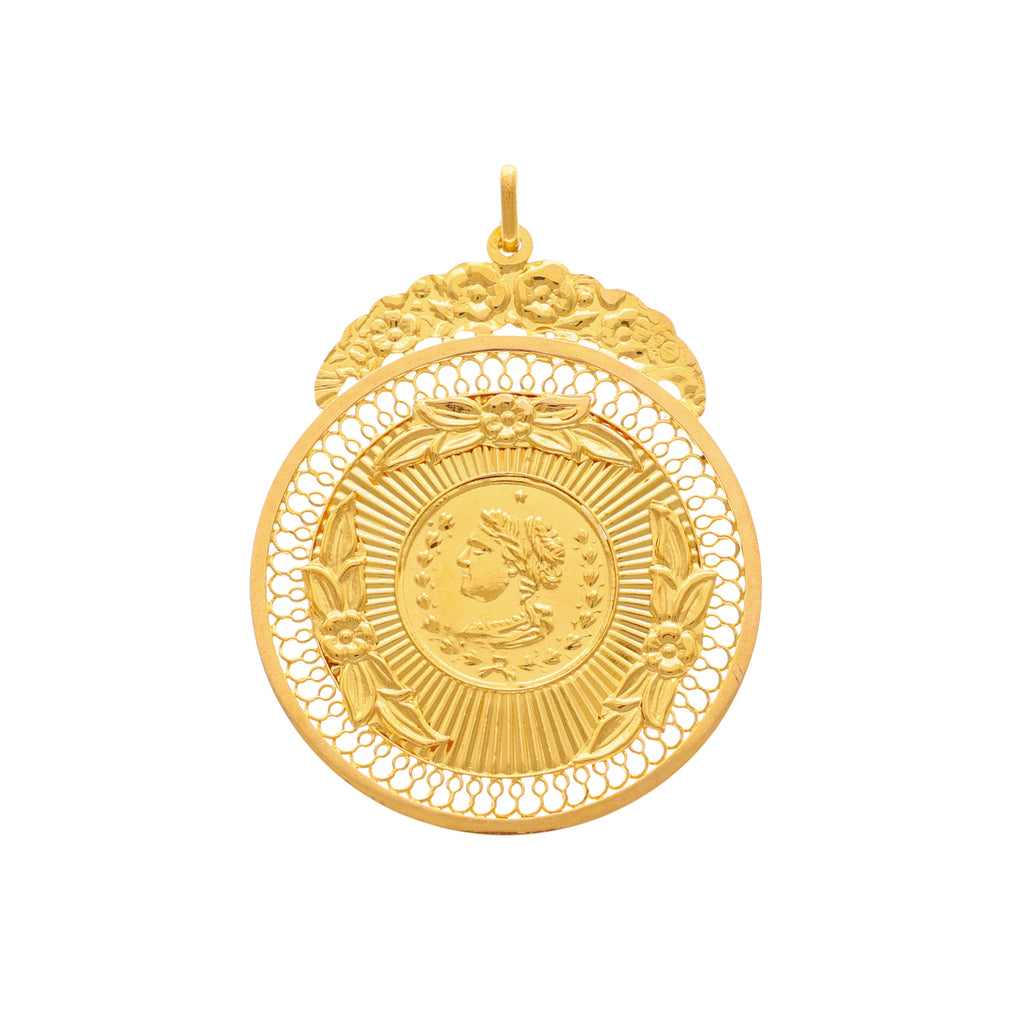 Medalha Dola em Ouro com Motivos Florais  (5.1cm)