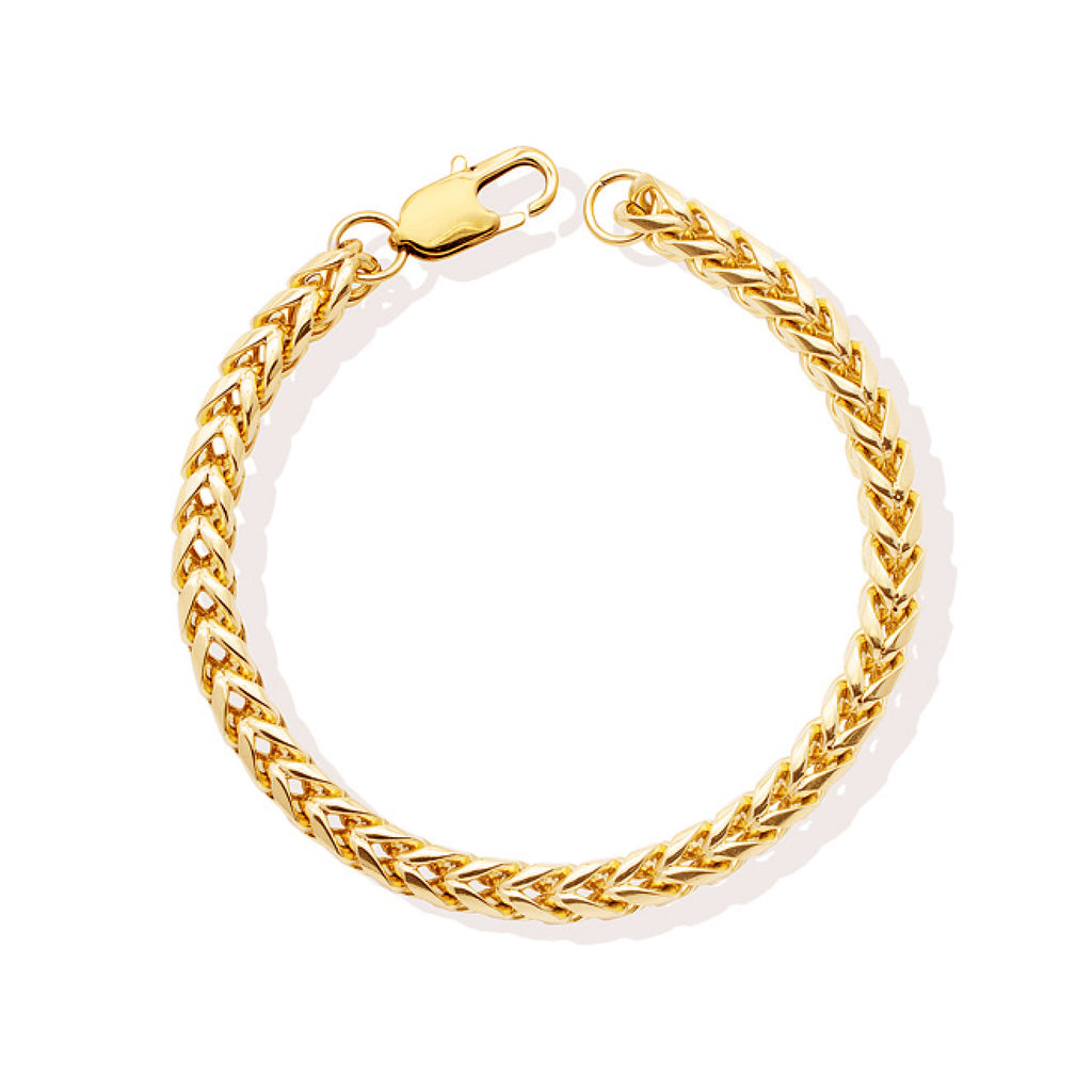 Pulseira Malha Espiga em Aço Dourado (18cm)