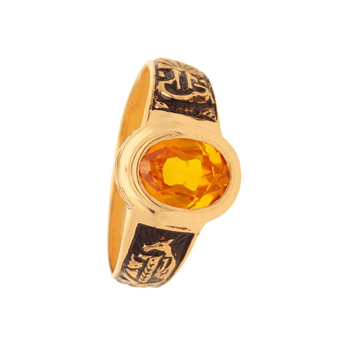 Anel de Curso em Ouro 19kl com Citrino (T14) - Loja do Ouro
