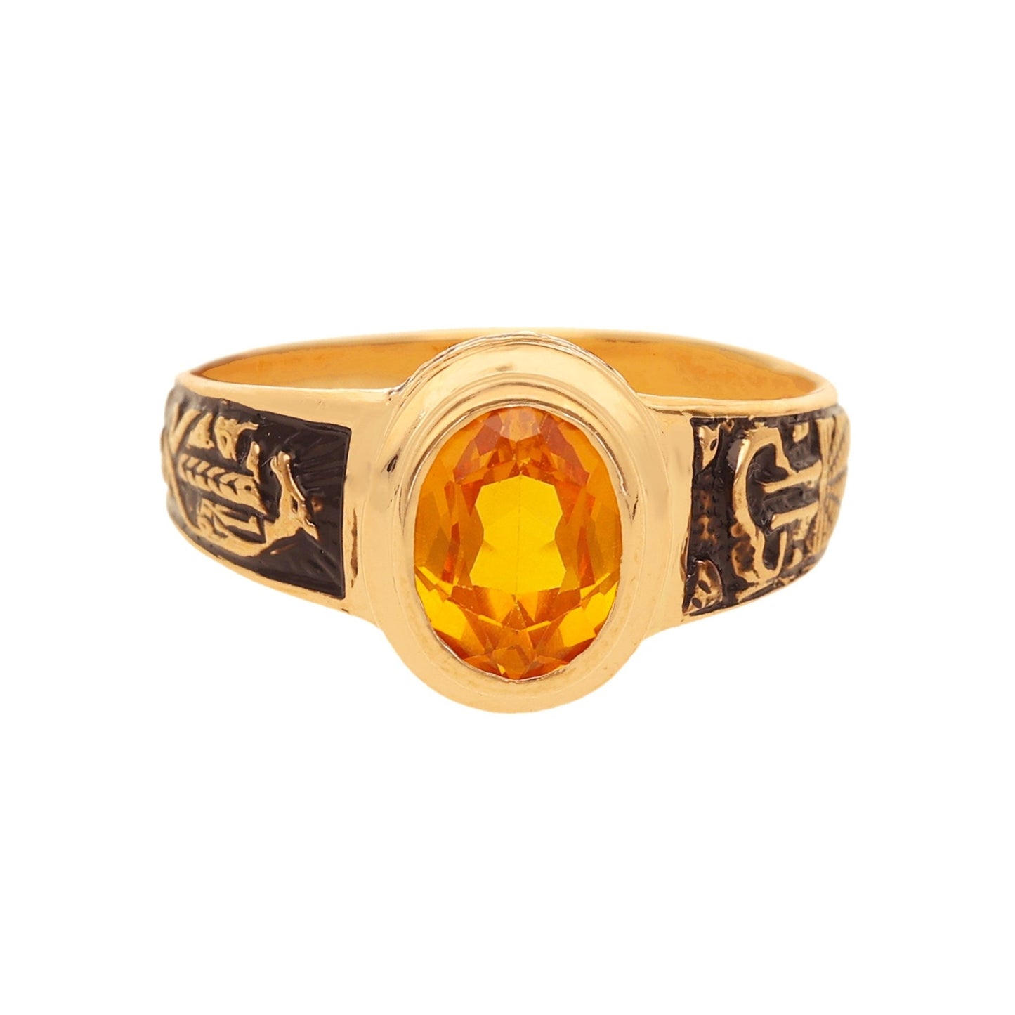 Anel de Curso em Ouro 19kl com Citrino (T14) - Loja do Ouro