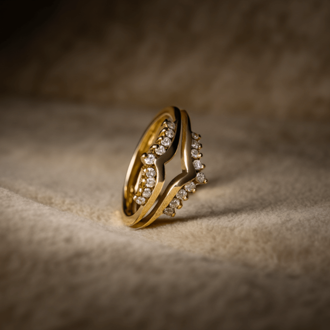 Anel em Ouro 19kl com Dupla Tiara de Diamantes (T17) - Loja do Ouro