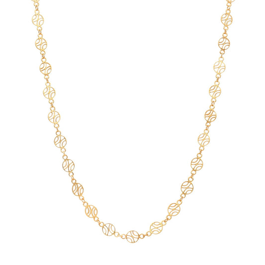 Fio em Ouro 19kl com Elos intercalados por Círculos (48.5cm) - Loja do Ouro