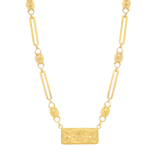 Gargantilha Dona Flor em Ouro 19kl com Medalhão Retangular (43cm) - Loja do Ouro