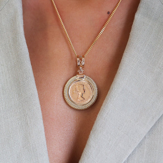 Libra Rainha Isabel II (1968) com Aro Trabalhado em Ouro 19kl - Loja do Ouro