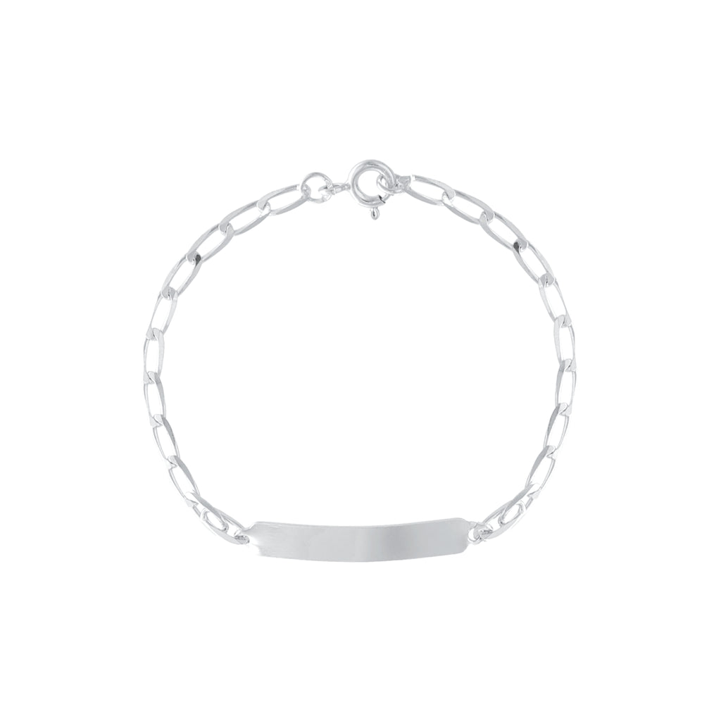 Pulseira Malha Barbela em Prata com chapa (15cm)